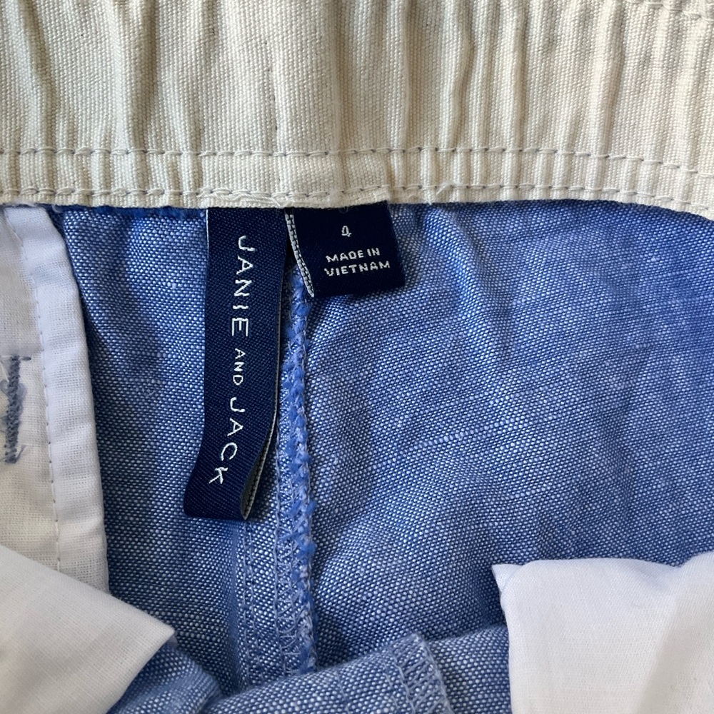 Janie and Jack Linen Blend Blue Elastic-Waist Pants - Picture 8 of 9